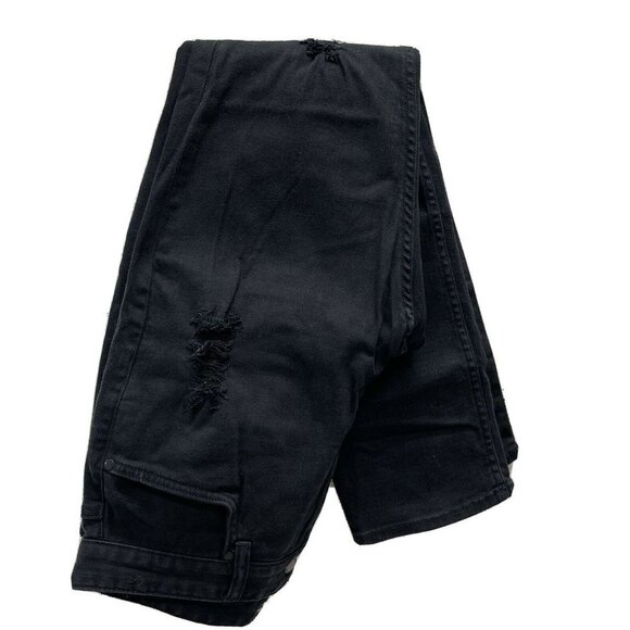 Five Four Los Angeles Mens 33 Slim Distressed Jeans Dark Black Denim 12AMRUN